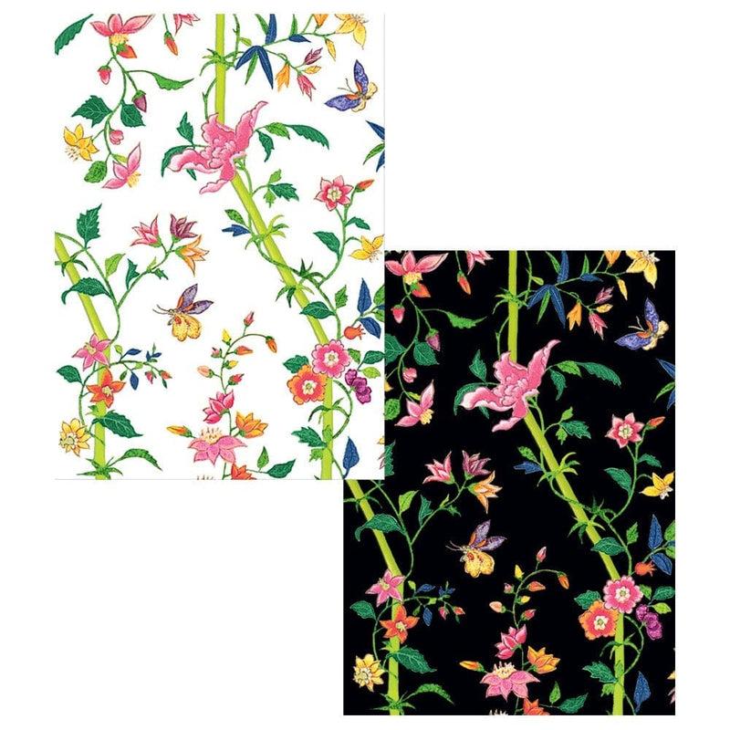 Caspari Sprigged Silk Assorted Boxed Note Cards - 8 Note Cards & 8 Envelopes