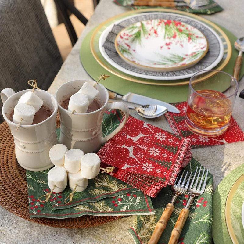 Caspari Sprigs And Berries Paper Luncheon Napkins In Evergreen - 20 Per Package