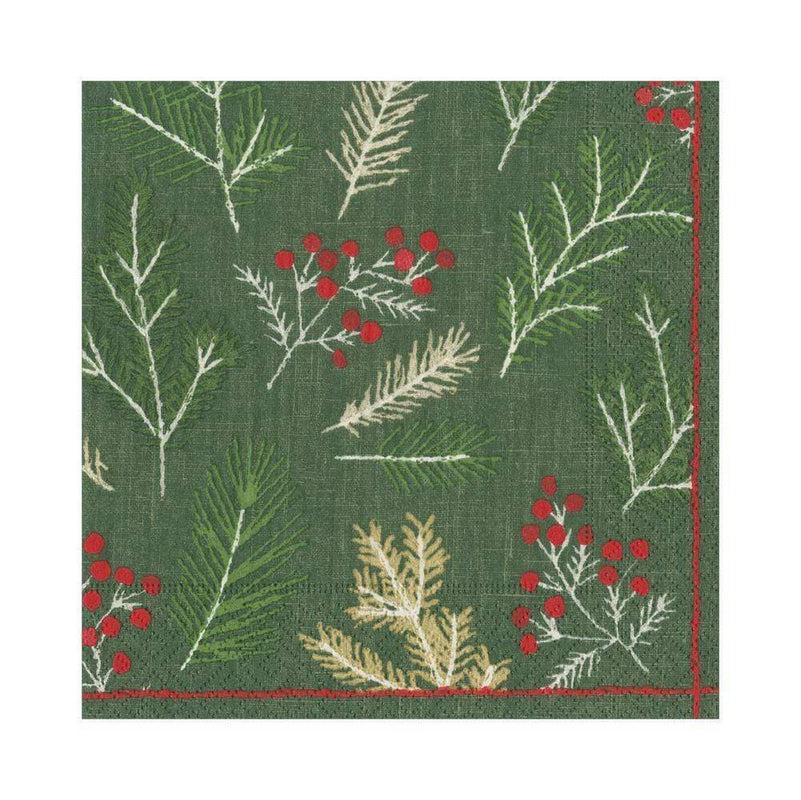 caspari Sprigs and Berries Paper Luncheon Napkins in Evergreen - 20 Per Package