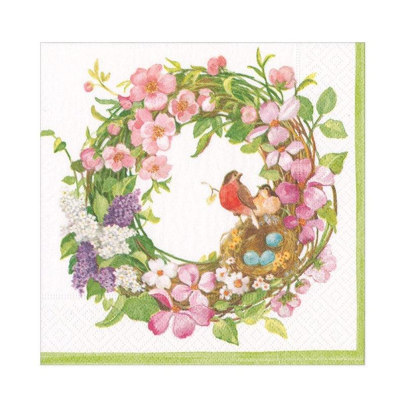 Caspari Spring Wreath Paper Luncheon Napkins - 20 Per Package