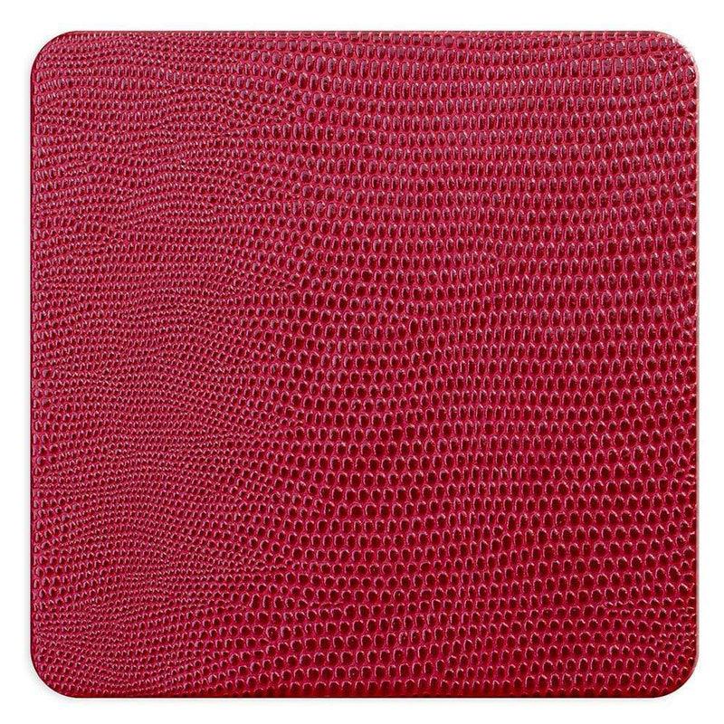 Caspari Square Lizard Coasters In Cranberry - 8 Per Box