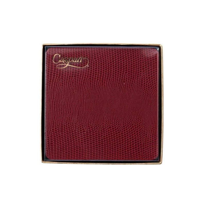 Caspari Square Lizard Coasters In Cranberry - 8 Per Box