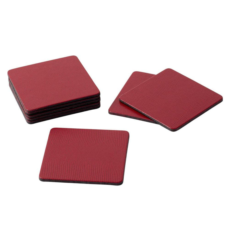 caspari Square Lizard Coasters in Cranberry - 8 Per Box