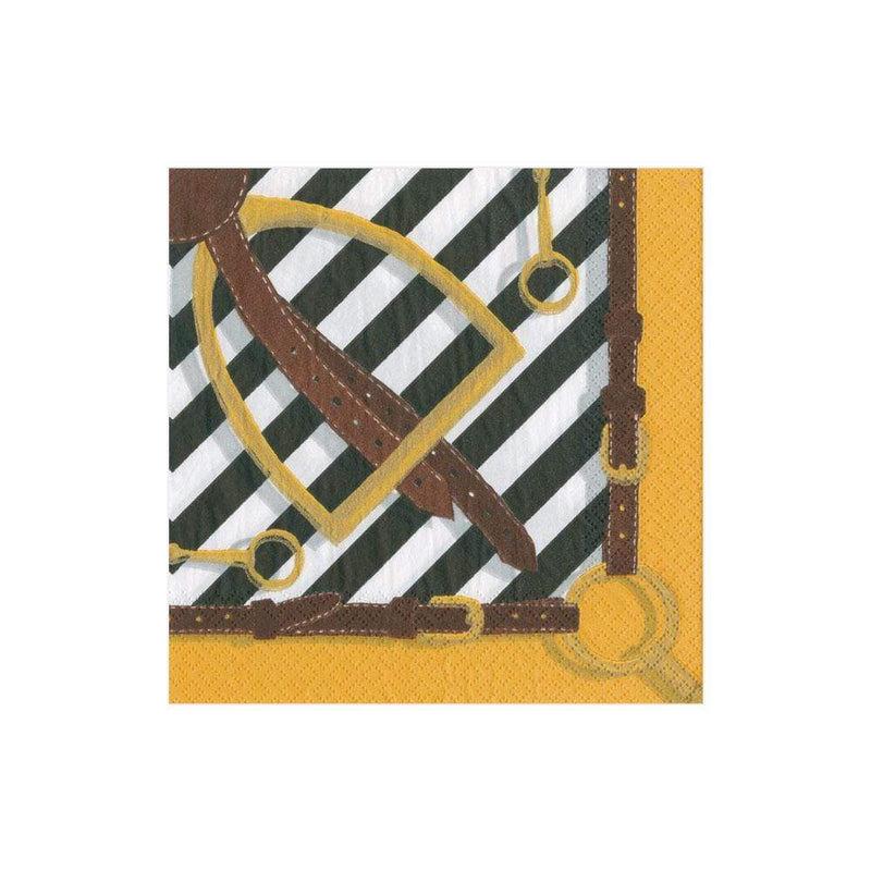 caspari Stirrups and Silks Paper Cocktail Napkins in Black & White - 20 Per Package