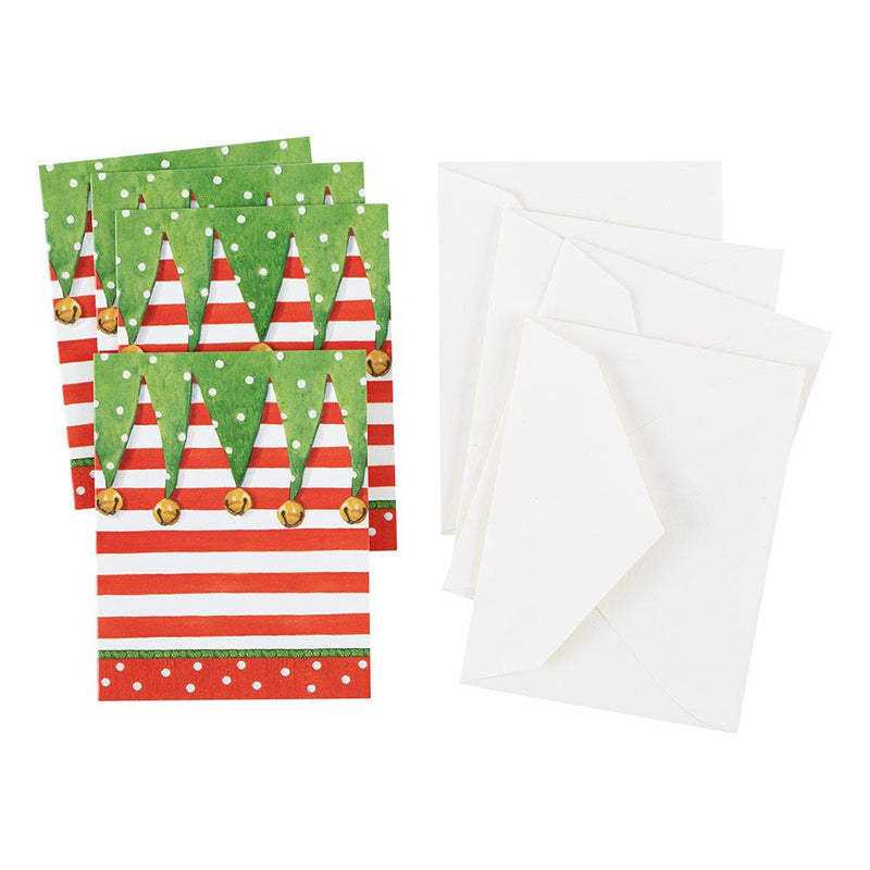 Caspari Stocking Stripe Gift Enclosure Cards - 4 Mini Cards & 4 Envelopes