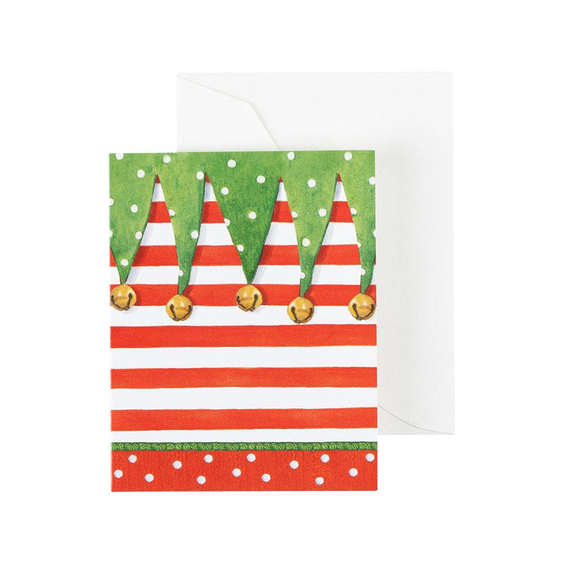 caspari Stocking Stripe Gift Enclosure Cards - 4 Mini Cards & 4 Envelopes