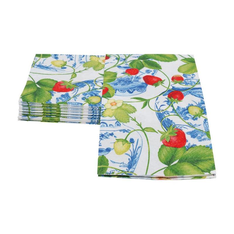 Caspari Strawberries And Cream Guest Towel Napkins - 15 Per Package