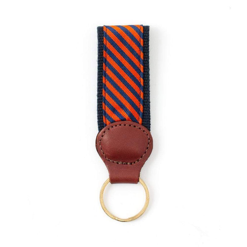 caspari Striped Silk Key Ring in Orange and Blue - 1 Each