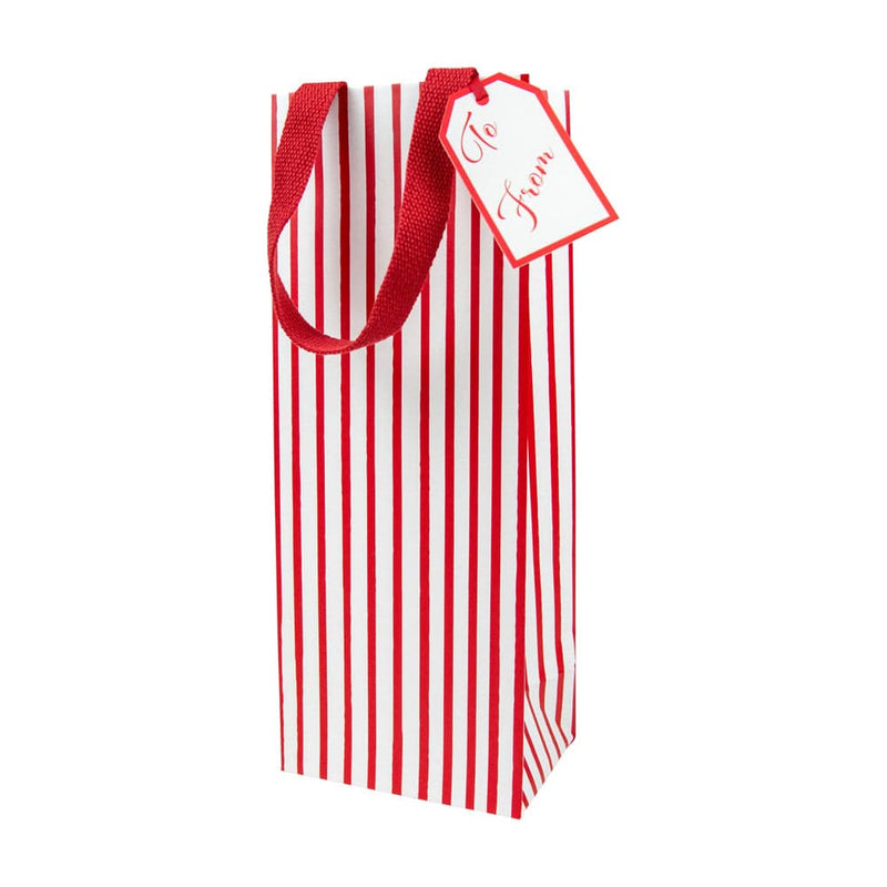 Caspari Stripes For Days Red & White Wine & Bottle Gift Bags - 1 Each