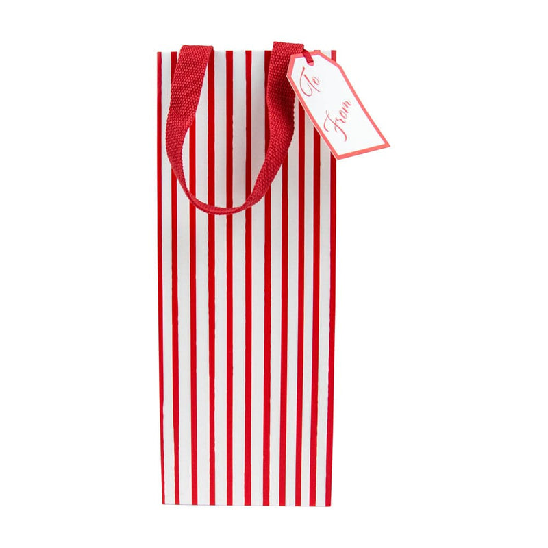Caspari Stripes For Days Red & White Wine & Bottle Gift Bags - 1 Each
