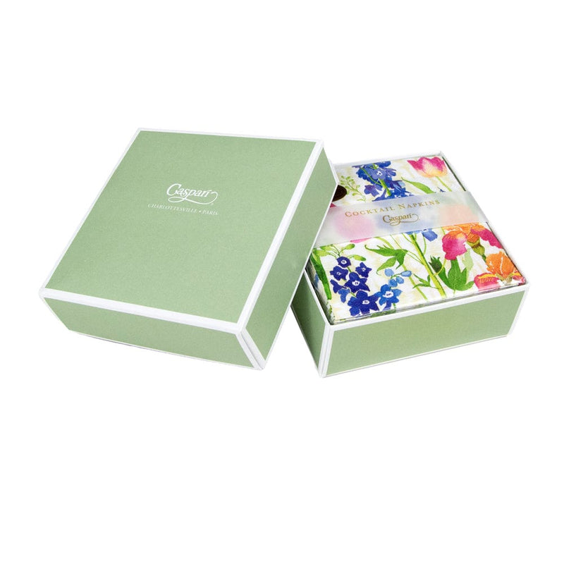 caspari Summer Garden Boxed Paper Cocktail Napkins in White - 40 Per Box