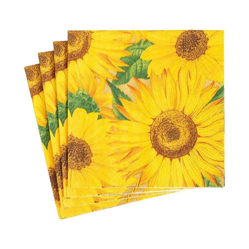 Caspari Sunflowers Boxed Paper Cocktail Napkins - 40 Per Box