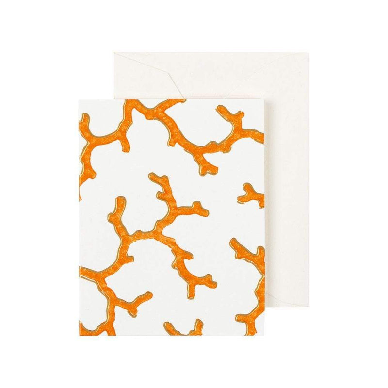 caspari The Coral Sea Gift Enclosure Cards in Ivory - 4 Mini Cards & 4 Envelopes