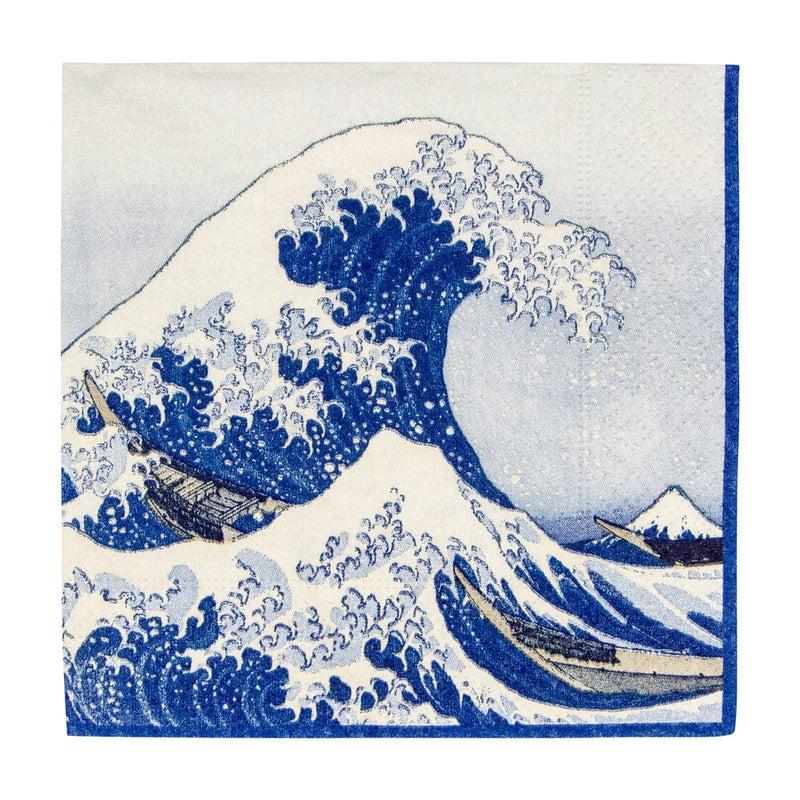 Caspari The Great Wave Paper Cocktail Napkins In Blue - 20 Per Package