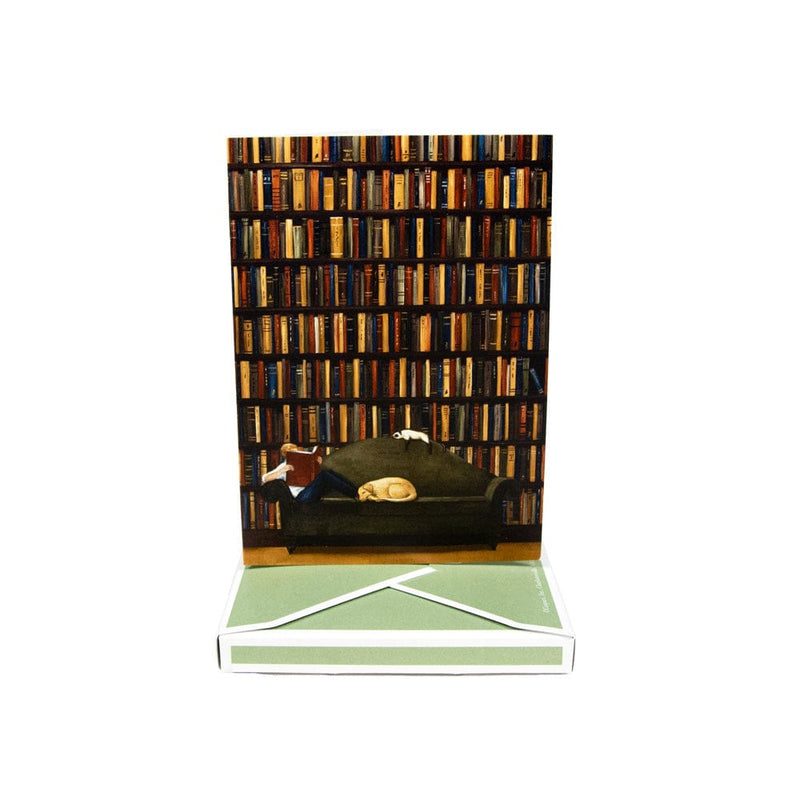 Caspari The Library Boxed Note Cards - 8 Cards And 8 Envelopes Per Package