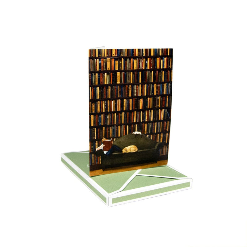 Caspari The Library Boxed Note Cards - 8 Cards And 8 Envelopes Per Package