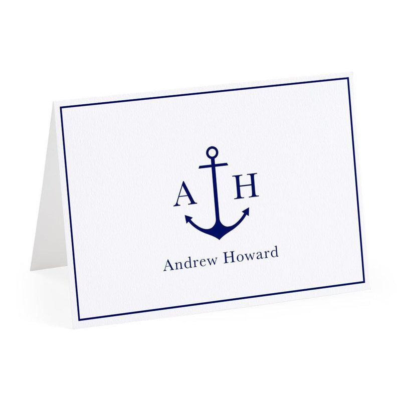 caspari Thin Inner Border Personalized Monogram Folded Note Cards