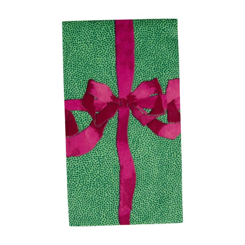caspari Tied With A Bow Green & Plum Guest Towel Napkins - 15 Per Package