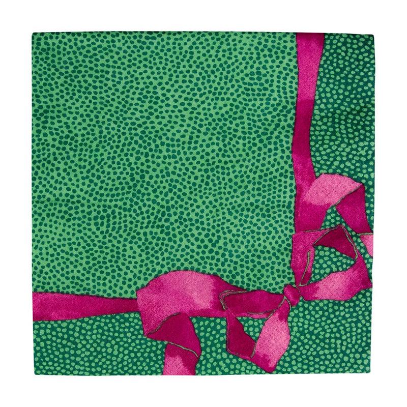 caspari Tied With A Bow Green & Plum Luncheon Napkins - 20 Per Package