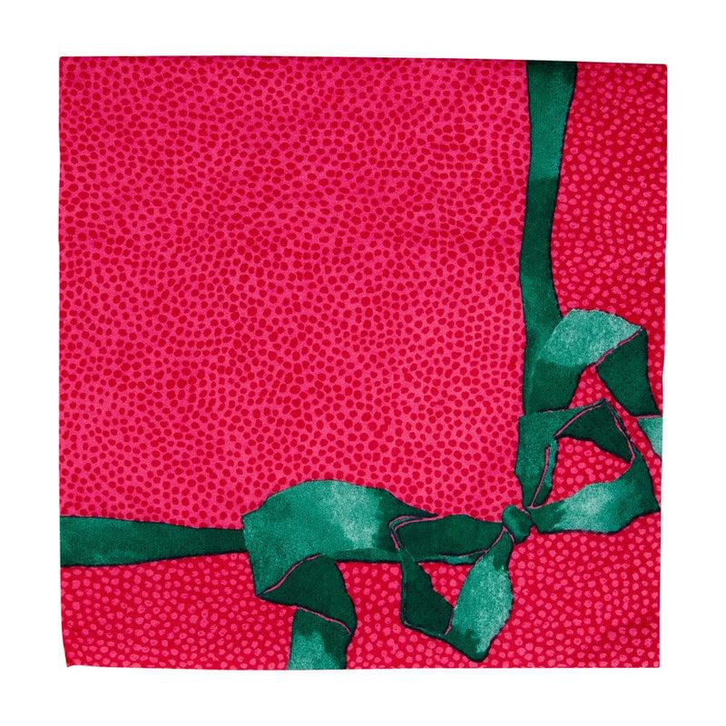 caspari Tied With A Bow Red & Spruce Luncheon Napkins - 20 Per Package