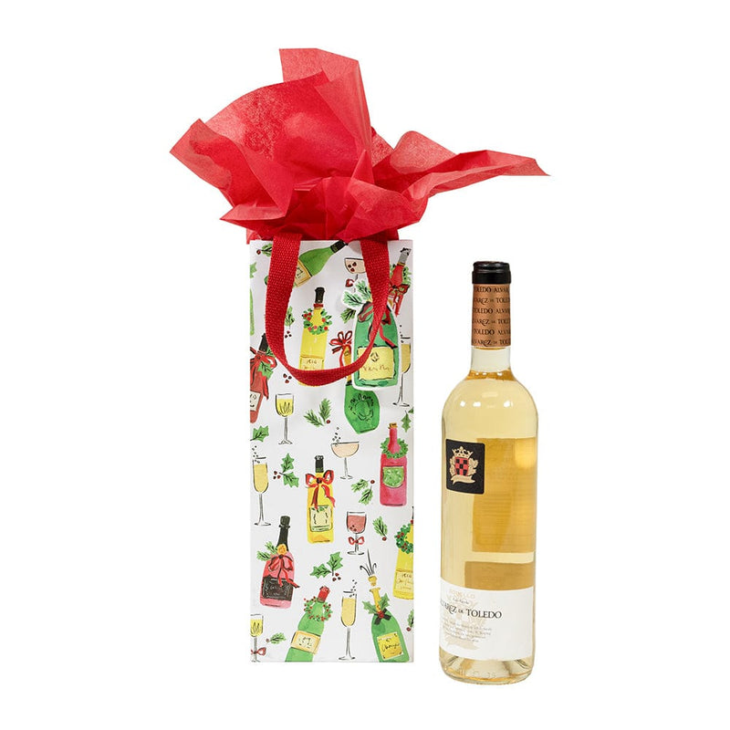 Caspari Tipsy And Toasty Wine & Bottle Gift Bag - 1 Each