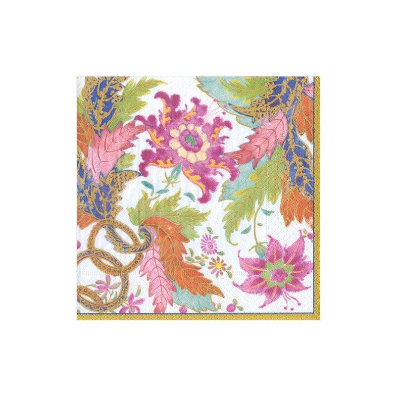 Caspari Tobacco Leaf Paper Cocktail Napkins In Ivory - 20 Per Package