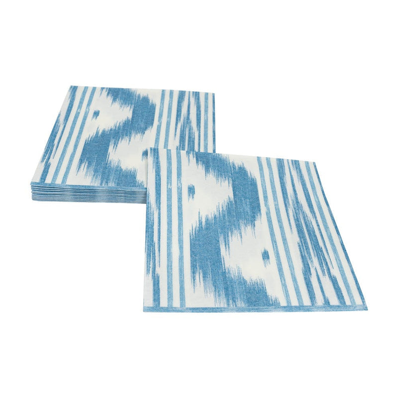 Caspari Toile De Nantes Blue Paper Linen Dinner Napkins - 12 Per Package