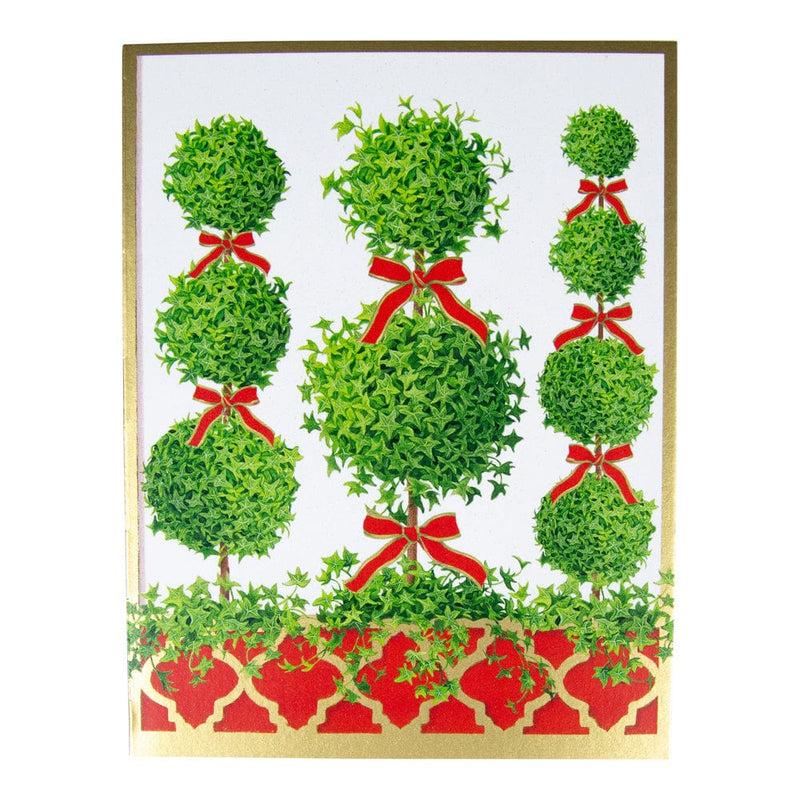Caspari Topiaries Boxed Christmas Cards - 15 Christmas Cards & 15 Envelopes