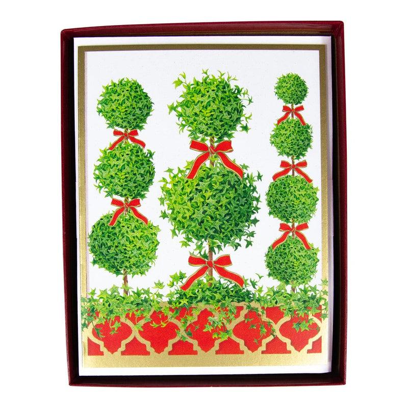 caspari Topiaries Boxed Christmas Cards - 15 Christmas Cards & 15 Envelopes