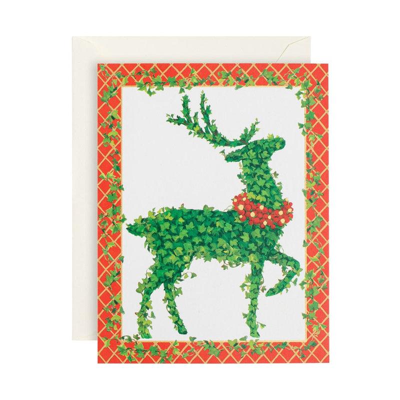 caspari Topiary Stag Boxed Christmas Cards - 15 Cards & 15 Envelopes