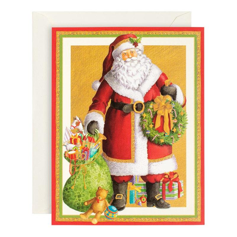 caspari Traditional Santa Large Boxed Christmas Cards - 15 Cards & 15 Envelopes