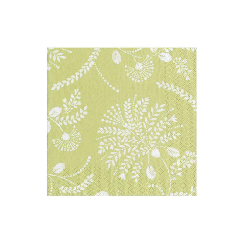 caspari Trailing Floral Paper Cocktail Napkins in Pale Green - 20 Per Package
