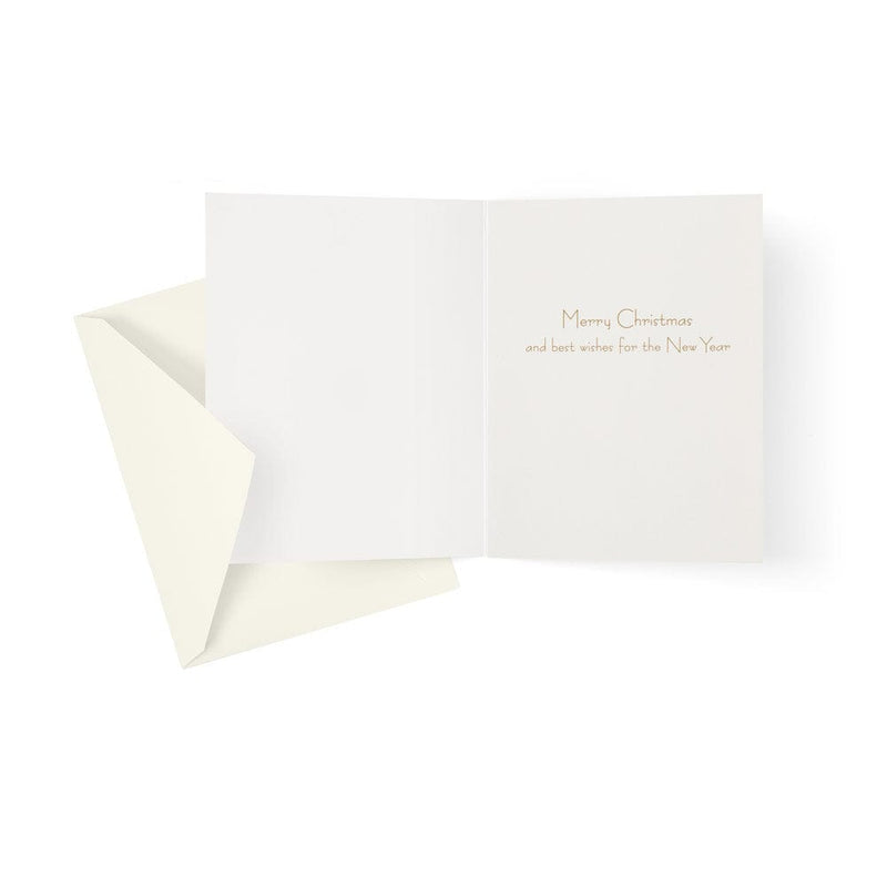 Caspari Tree At Bottom Of Stairs Mini Boxed Christmas Cards - 15 Cards & 15 Envelopes