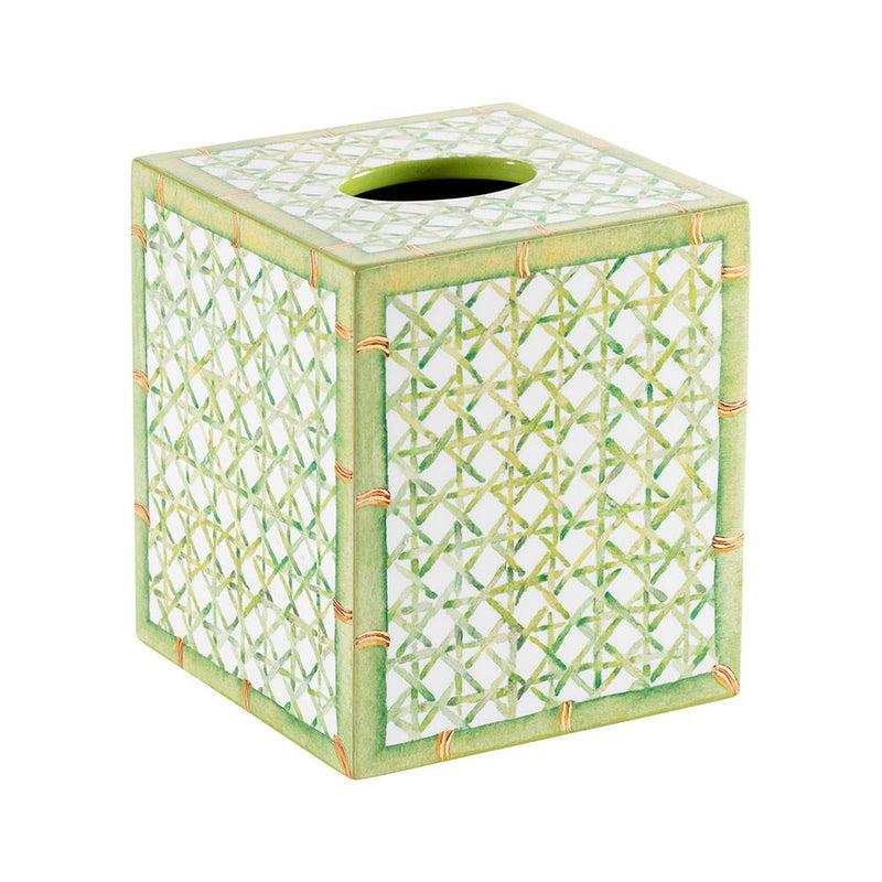 caspari Trellis Lacquer Tissue Box Cover in Green - 1 Each