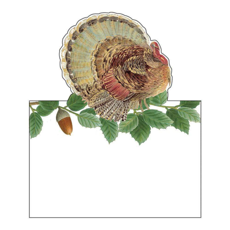 Caspari Turkey And Acorns Place Cards - 8 Per Package