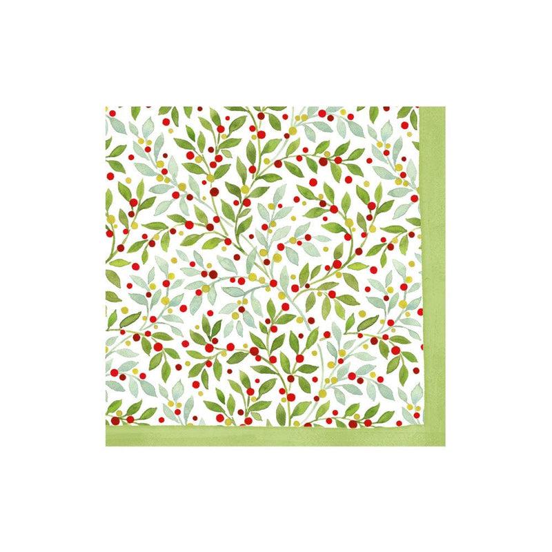 Caspari Twining Greenery Paper Cocktail Napkins - 20 Per Package