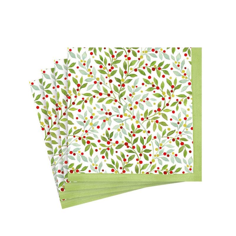 caspari Twining Greenery Paper Cocktail Napkins - 20 Per Package