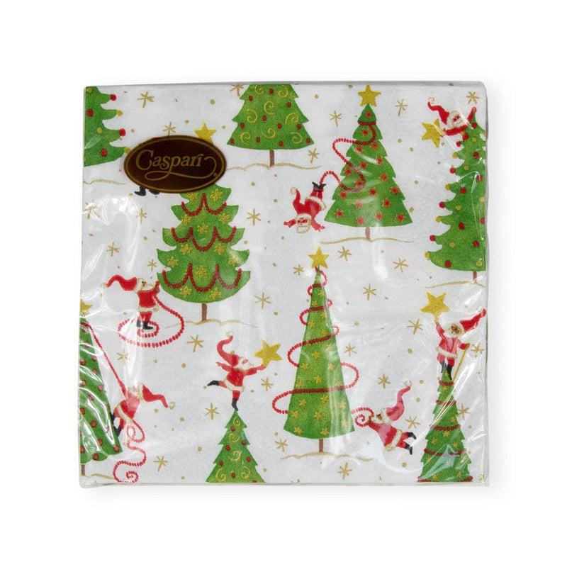 Caspari Twirling Santas Cocktail Napkins - 20 Per Package