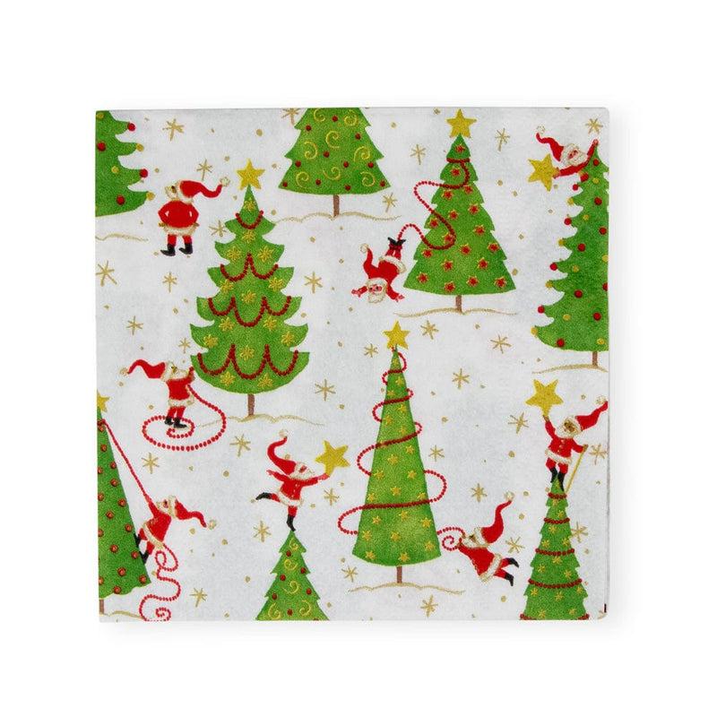 caspari Twirling Santas Cocktail Napkins - 20 Per Package