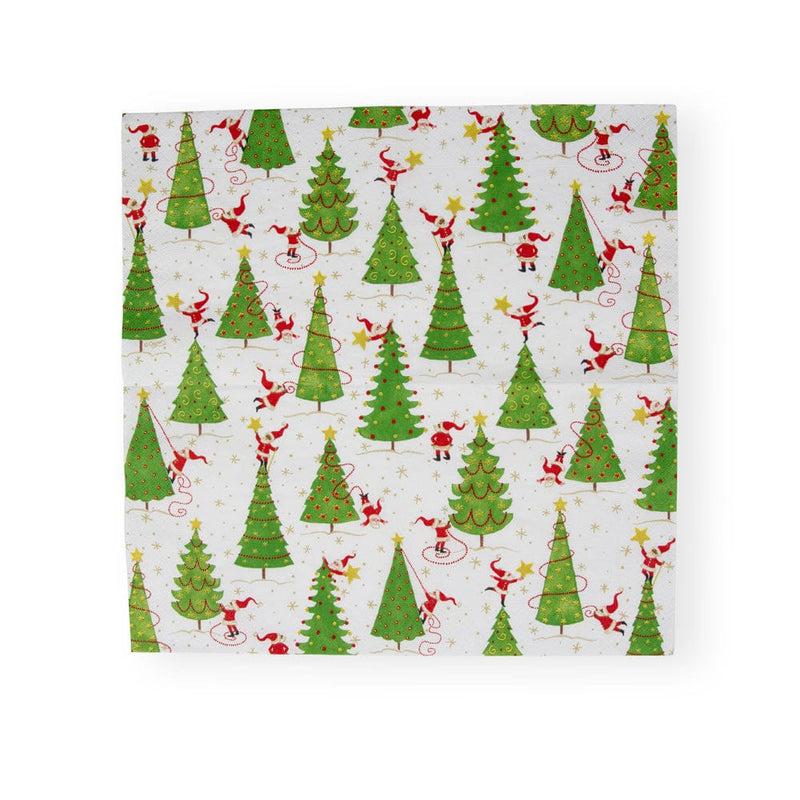 Caspari Twirling Santas Luncheon Napkins - 20 Per Package
