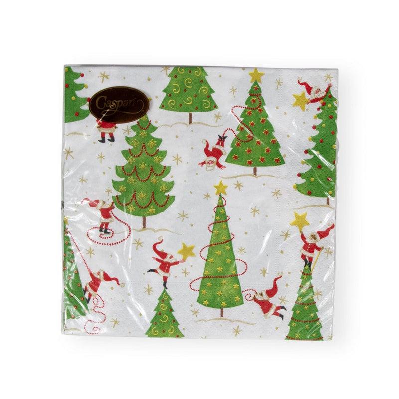 Caspari Twirling Santas Luncheon Napkins - 20 Per Package