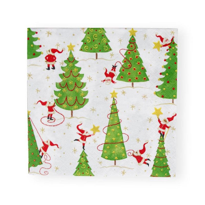 caspari Twirling Santas Luncheon Napkins - 20 Per Package
