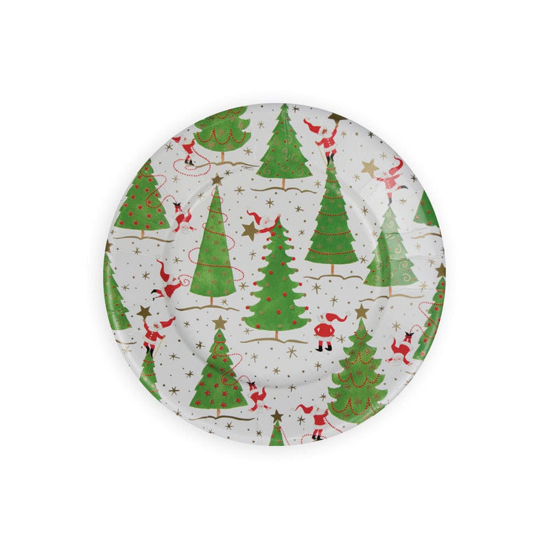 caspari Twirling Santas Salad & Dessert Plates - 8 Per Package