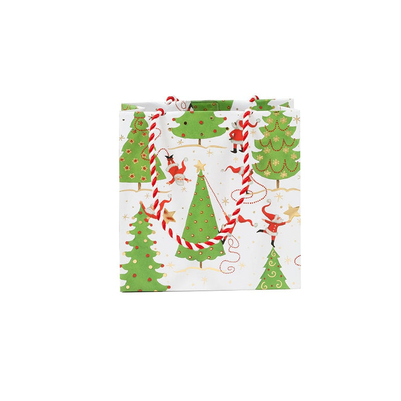 caspari Twirling Santas Small Square Gift Bag - 1 Each