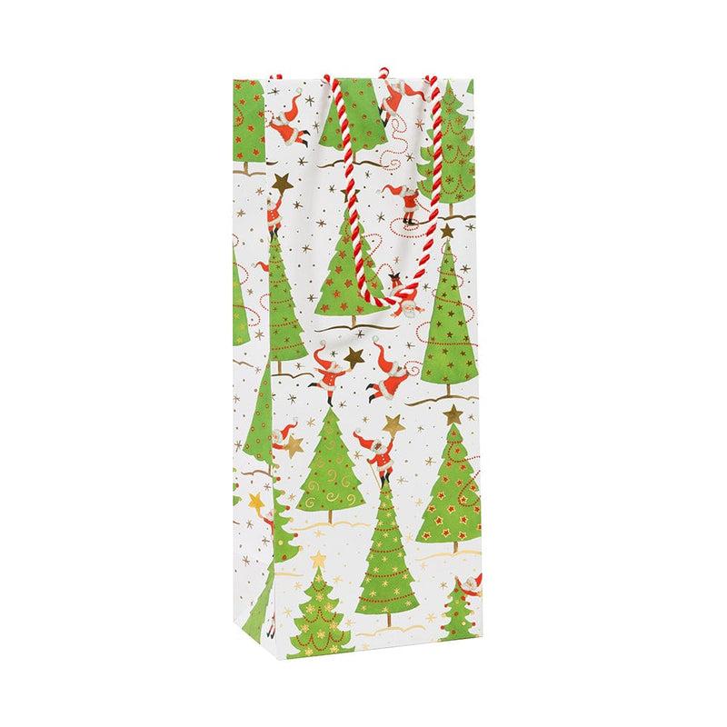 caspari Twirling Santas Wine & Bottle Gift Bag - 1 Each