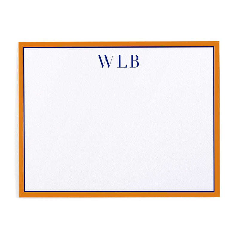 Caspari Two-Tone Border Personalized Monogram Correspondence Cards
