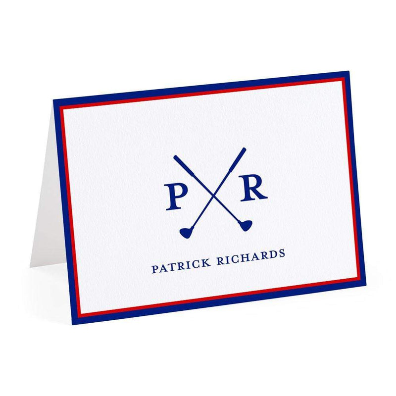 caspari Two-Tone Border Personalized Monogram Folded Note Cards