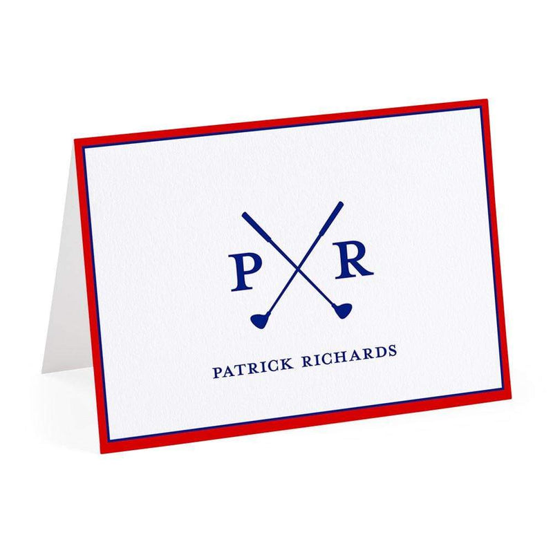 caspari Two-Tone Border Personalized Monogram Folded Note Cards
