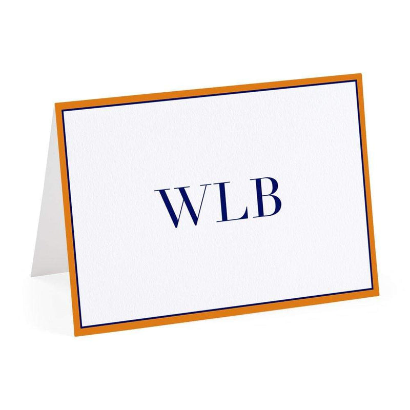 caspari Two-Tone Border Personalized Monogram Folded Note Cards