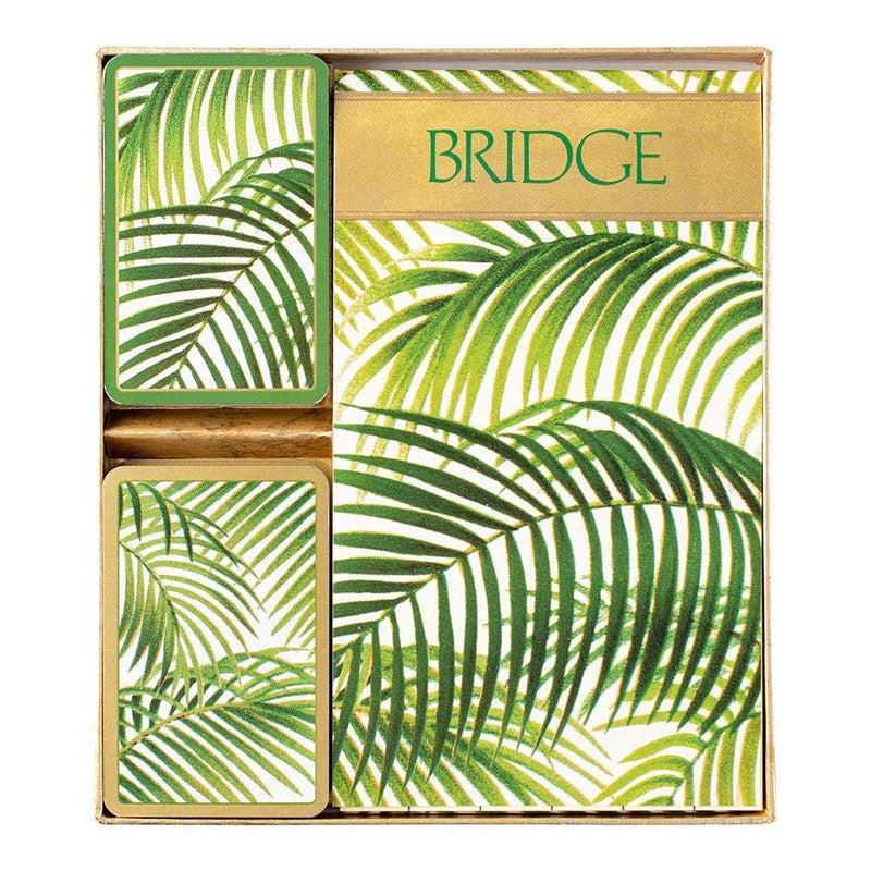 caspari Under the Palms Bridge Gift Set - 2 Playing Card Decks & 2 Score Pads